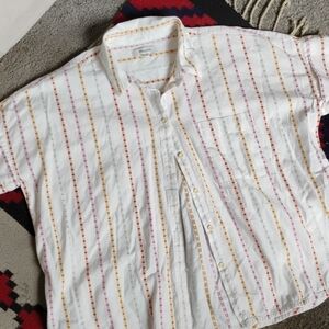 Madewell White and Red Casual Button Down Shirt